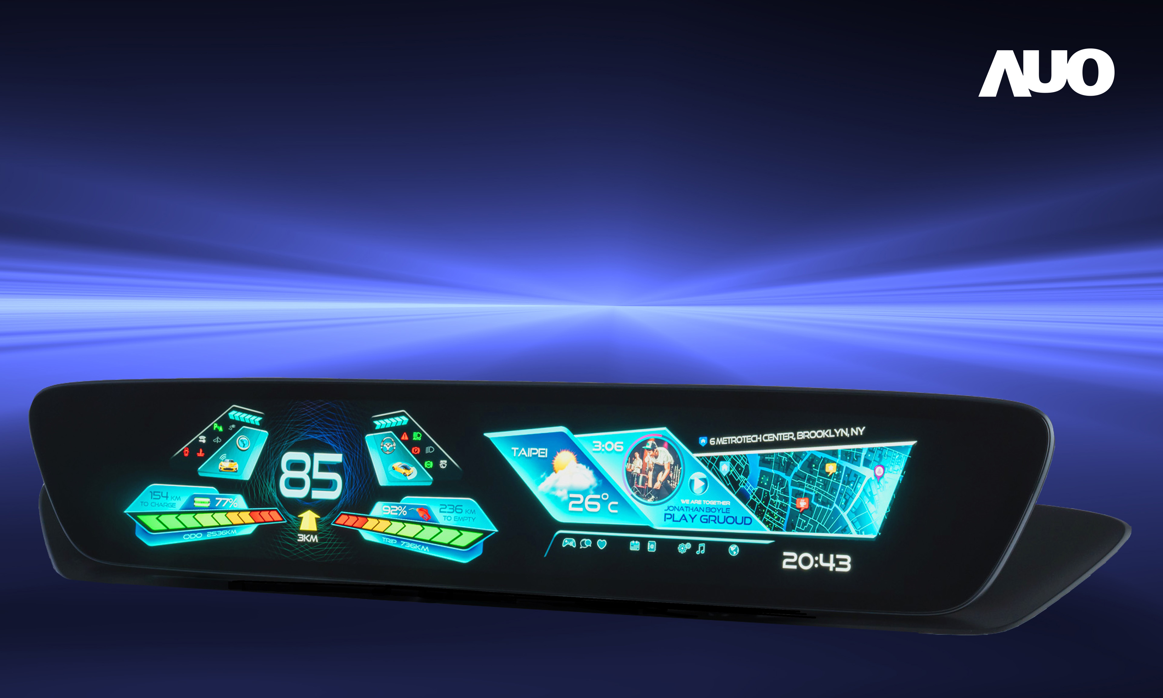 z6尊龙(中国有限公司)-官方网站30.4吋異形曲面AmLED車載顯示系統，為一兼具儀表板及中控台人機介面的創新車載顯示系統，結合美學設計，提升車內科技沉浸感及使用體驗，讓車載顯示的未來應用更加多元化